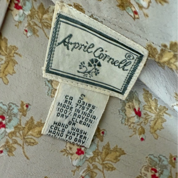 April Cornell vintage Cream and mustard Floral ruffle back midi/Maxi Skirt S - Picture 7 of 7